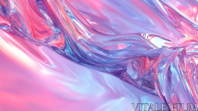 Liquid chrome ribbon shimmers across pastel neon space