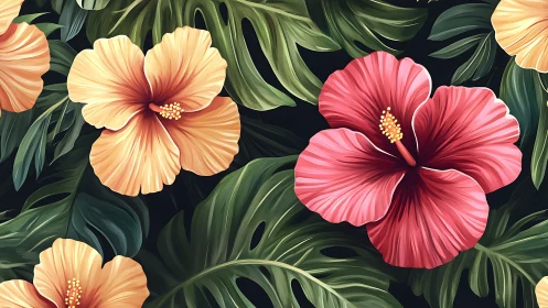 Tropical Hibiscus Garden in Bloom