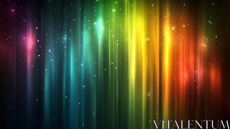 Vivid Abstract Light Beams in Rainbow Colors with Sparkling Effects.