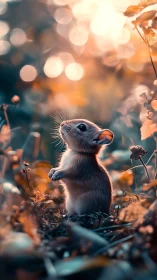 Small forest dreamer lit by soft golden evening bokeh.