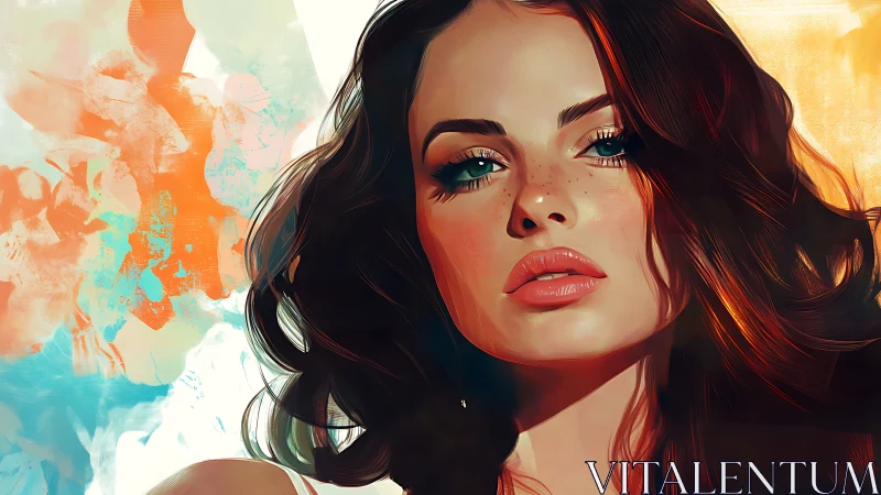Freckled muse in sunlit strokes and dreamy color storms.