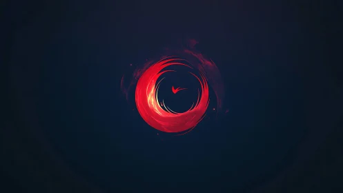 Digital painting of fiery circular emblem on deep void ground.