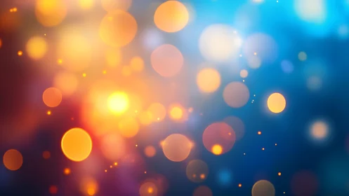 Abstract bokeh lights in warm orange and cool blue tones background.