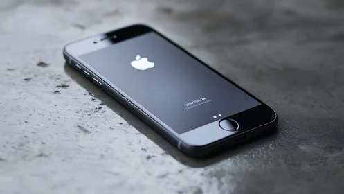 iPhone 5s Loading Screen on Textured Concrete Surface.