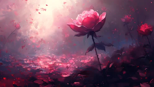 Crimson Rose Defies Twilight Inferno