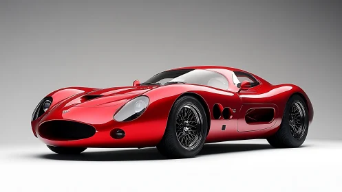 Sleek red supercar design highlights sculpted aerodynamic bodywork.