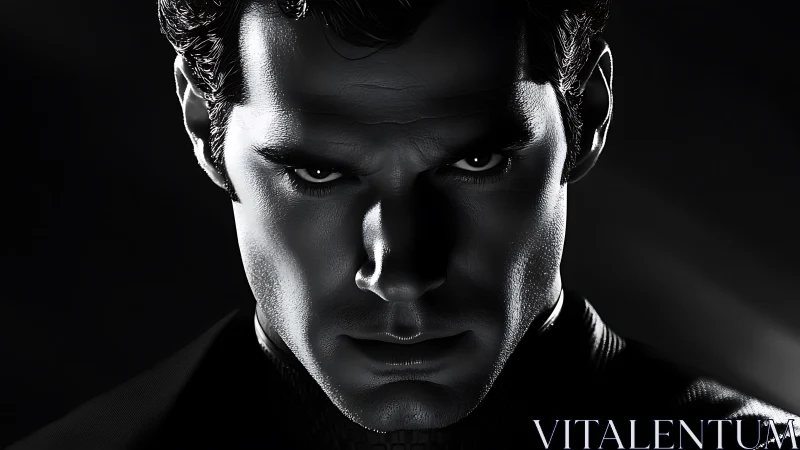 Shadowed hero&rsquo;s intense stare glows in dramatic monochrome