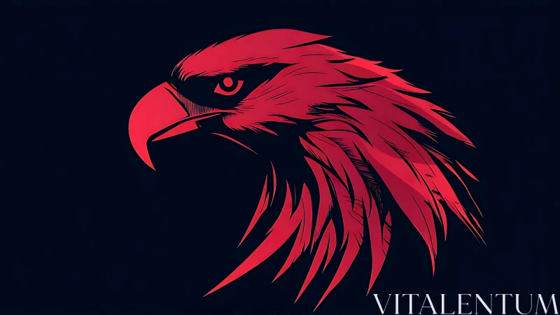 Fierce Red Eagle Head Digital Art on Dark Background.