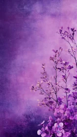 Purple Botanical Study: Layered Floral Silhouettes Against Textured Gradient.