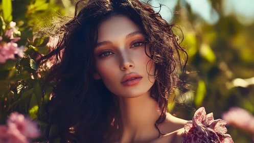 Sunlit floral portrait renders soft-focus romantic atmosphere