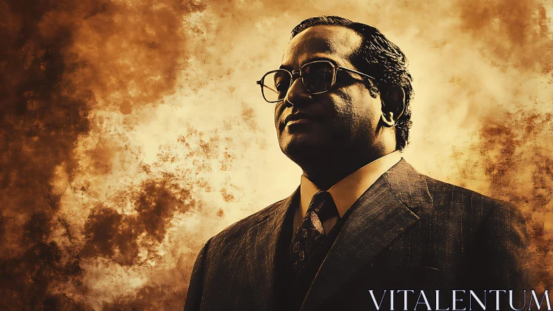 Confident suited man in sepia-toned dramatic portrait.