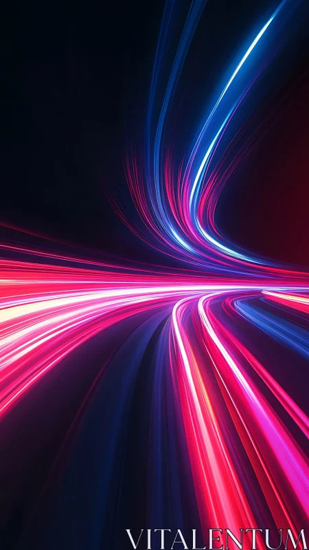 Cyberpunk light trails in dynamic neon curvature composition.