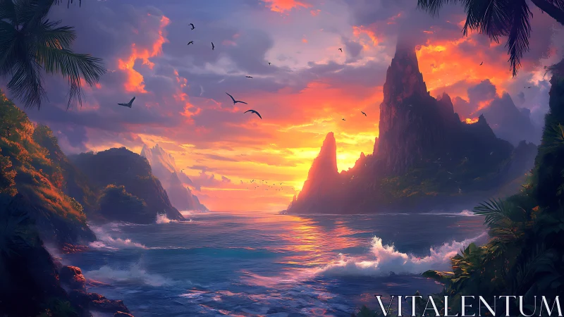 Witness a Dramatic Tropical Sunset Between Towering Sea Cliffs