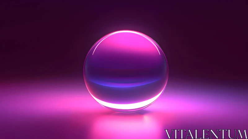 Crystal ball with neon pink and purple lighting in modern style.