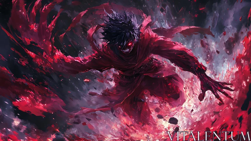 Entropy-sheathed crimson entity in vortex-driven ballistic surge.