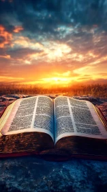 Sunrise over open scripture inviting quiet reflection.