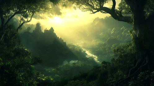 Lost Castle Glows in the Mystical Forest Light