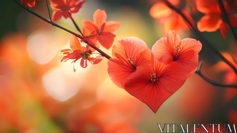 Red hibiscus flowers cascading against golden bokeh gradient.