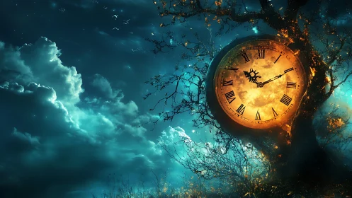 Moonlit clocktree guarding the storm-lit astral nightscape.