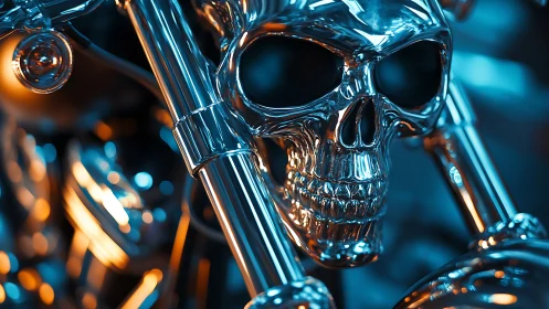 Gleaming chrome skull grips create bold biker energy tonight