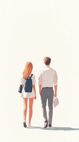 Two Wanderers: Backpack & Briefcase Strides Forward.