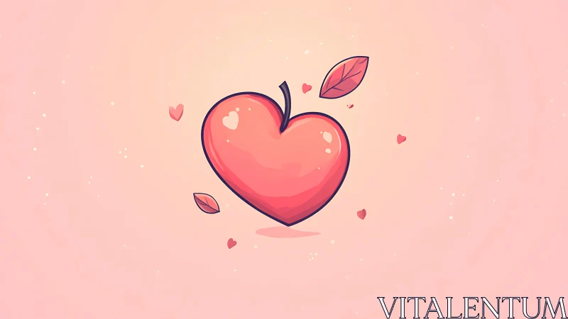 Heart-Shaped Apple Surrounded by Love Symbols.