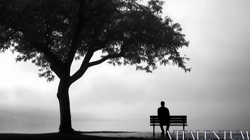 Solitude Under the Listening Tree Above a Quiet Shore.