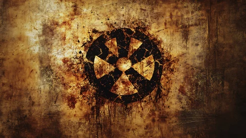 Weathered industrial emblem in warm grunge textures.