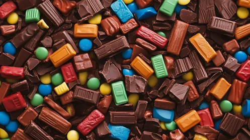 Colorful Chocolate Assortment Overhead View.
