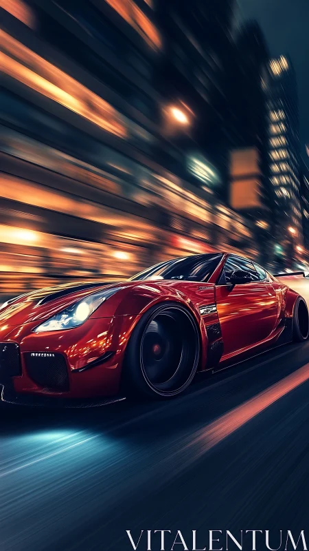 Scarlet street rocket slices neon night through the city