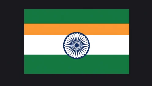 Indian tricolor flag with Ashoka Chakra on dark backdrop