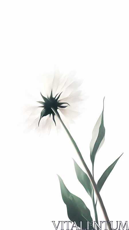 Minimalist Botanical Study: Single Daisy-Form Bloom with Translucent Petals
