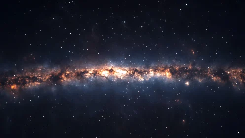 Stellar river across deep space in glowing galactic band.