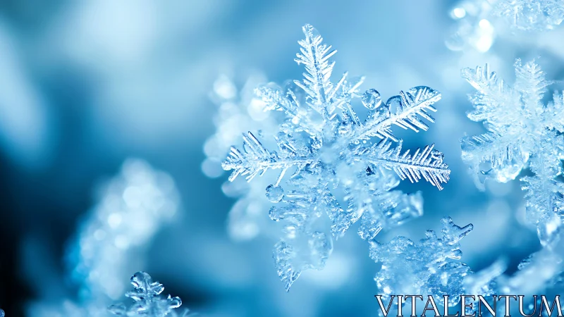 Macro photograph isolates crystalline snowflake structures sharply