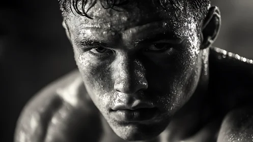 Intense Portrait With Water Droplets.