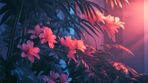 Tropical Orchid Inflorescence in Chromatic Color Cast Environment.