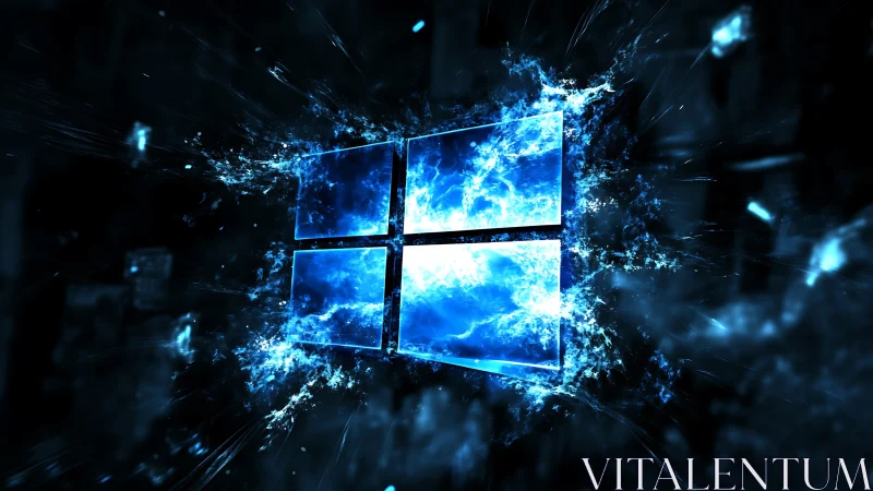 Windows-style blue energy window symbol in dark field.