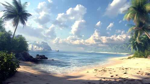 Palms Frame Paradise: Where Golden Sands Kiss Crystalline Waters