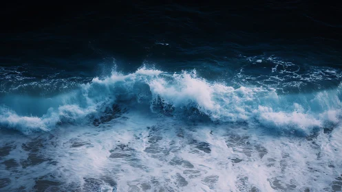 Midnight surf rolls in with stormy blue-laced whispers.