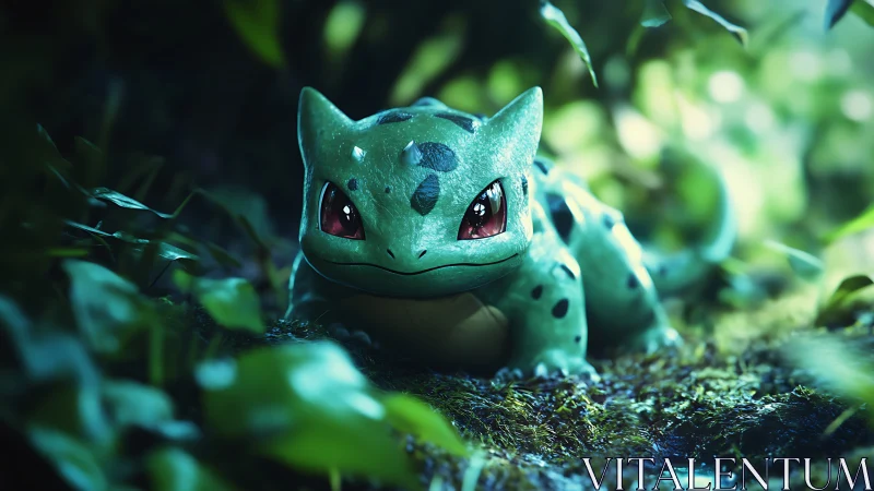 Bulbasaur-style creature rendered in detailed forest setting