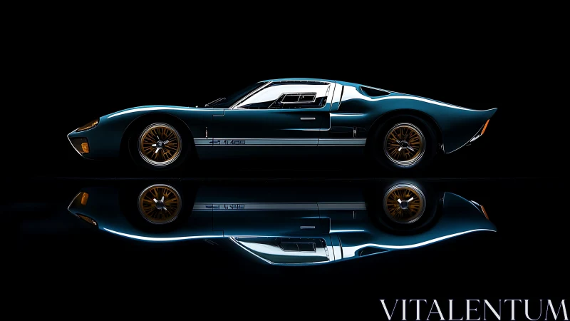 Midnight blue supercar slices silence with mirrored precision