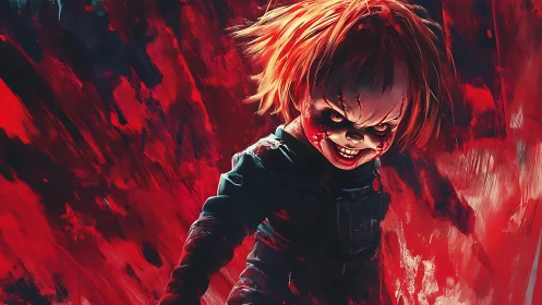 Sinister toy storms through a cyclone of painted crimson fury