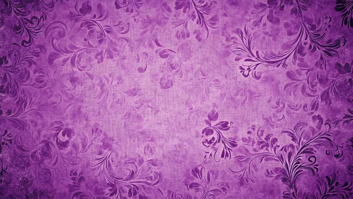 Ornate purple damask floral pattern on textured canvas