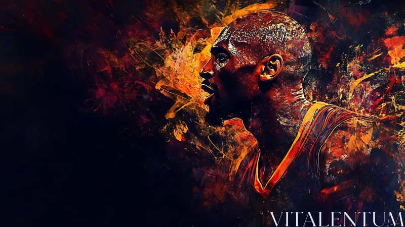 Side profile digital portrait of basketball player in motion