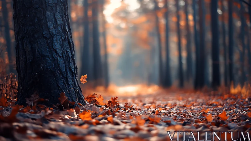 Autumn Forest Floor: Chromatic Contrast in Deciduous Woodland Depth