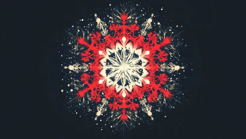 Snowflake nova erupts in crimson sparks across midnight