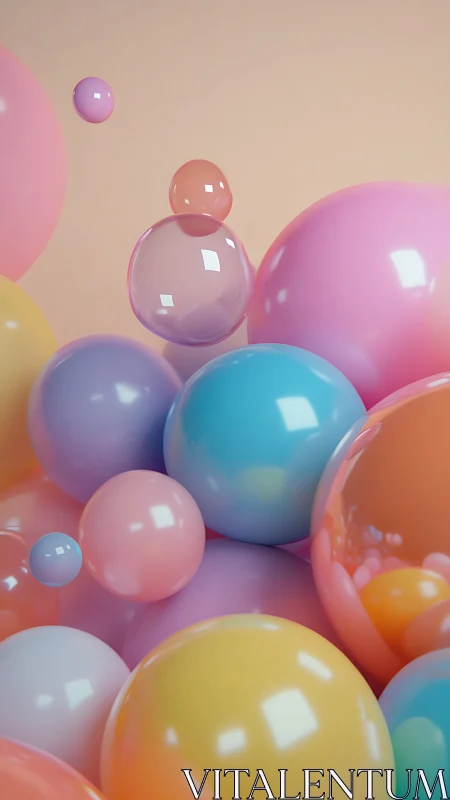High-gloss pastel spheres with soft global illumination and bokeh