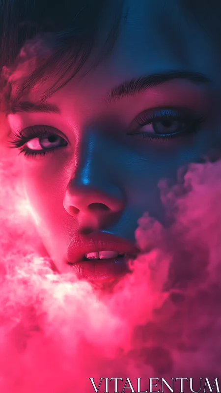 Neon vapor muse gazing through electric cotton clouds.