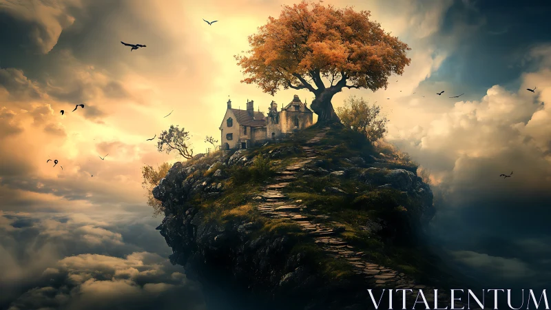 Enchanted Castle on a Sky-Floating Mountain Peak