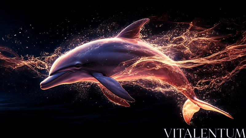 Bioluminescent dolphin rendered in dynamic neon fluid motion